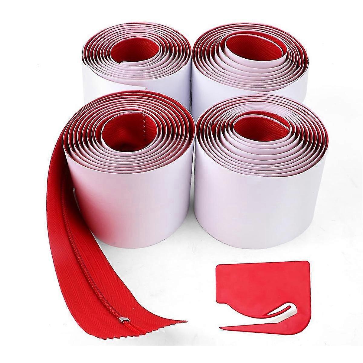 4 قطع سحاب حاجز الغبار ، 7 أقدام × 3 بوصة ذاتية اللصق قماش القنب مزدوج سحاب فوري حماية الغبار الباب مع قاطع الأغطية