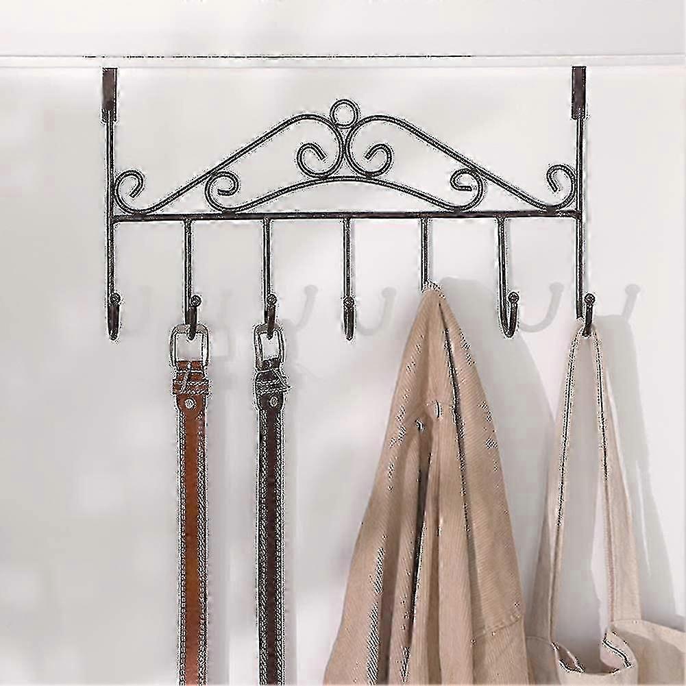 オーバードアハンガー 7フック、ドアタオルフックの上に金属、装飾的なオーバードアオーガナイザー