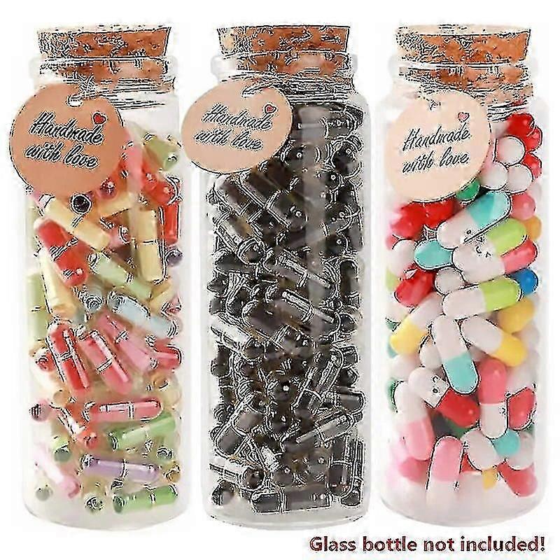 2024 كبسولات الرسائل حبوب منع الحمل مع لفة ورقة ملاحظات فارغة زجاجة أمنية كبسولة Emoticon ابتسامة حبوب منع الحمل حفل زفاف هدية عيد الحب