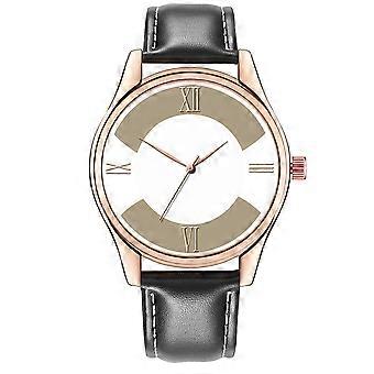 Fashionable Simple Man Male Alloy Watch Round Dial Quartz Wristwatch (black&white)