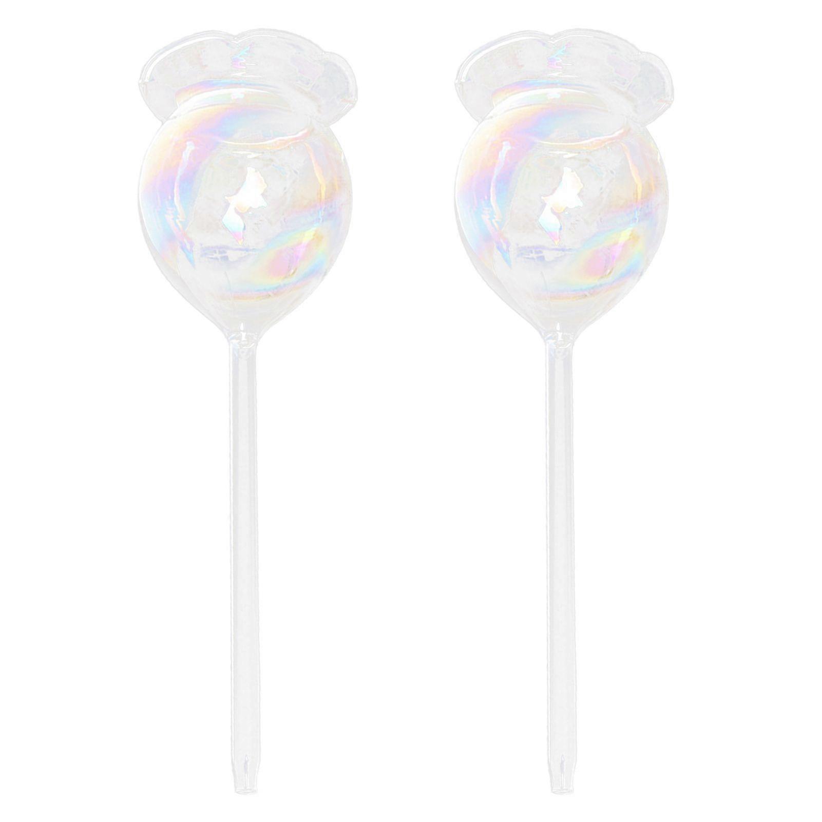 2Pcs Glass Flower Waterer Automatic Plant Watering System Creative Flower Shape Self Watering Bulb Smart Water Dripping Gadget for Indoor Plants