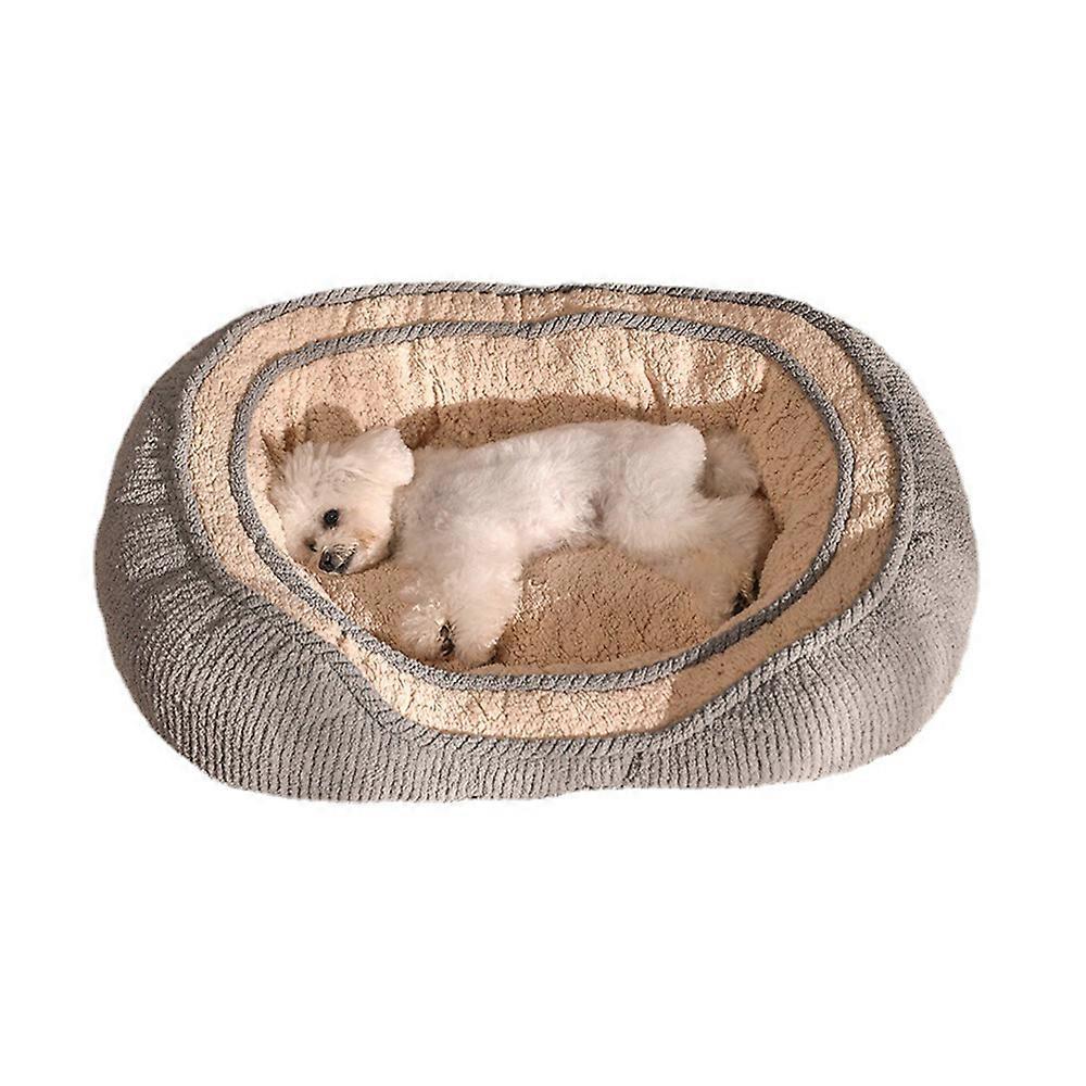 Four-season universal bed for small and medium-sized dogs made of washable, non-slip, comfortable and pressure-relieving plush M Gray