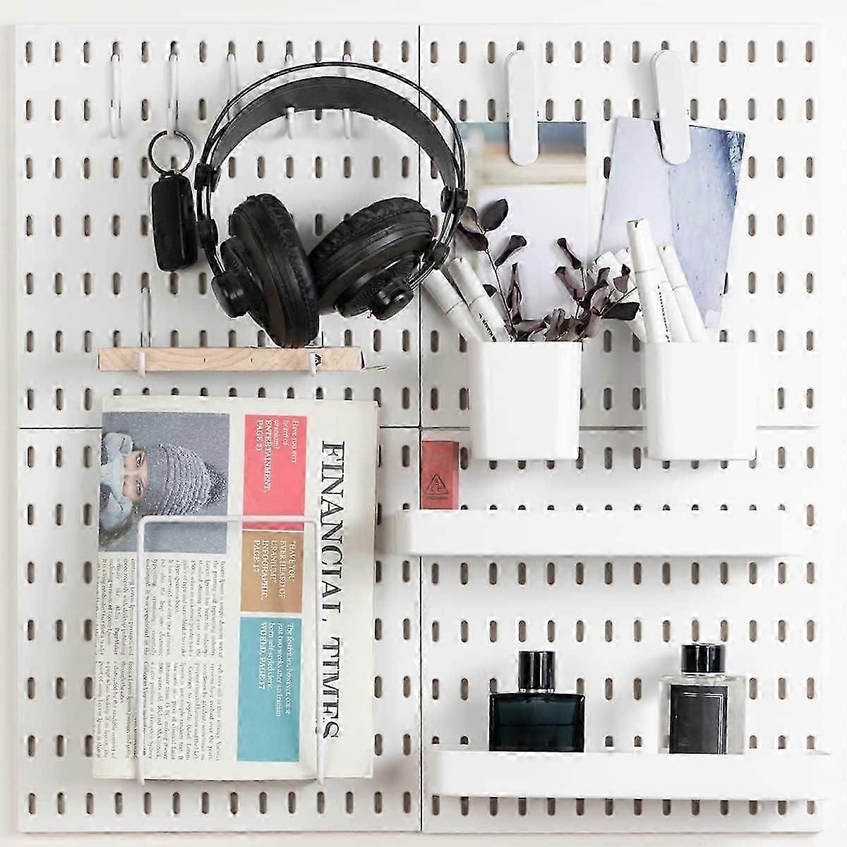 Pegboard Combination Kit, Wall Mounted Storage Set with 4 Pegboards & 14 Accessories Hanging
