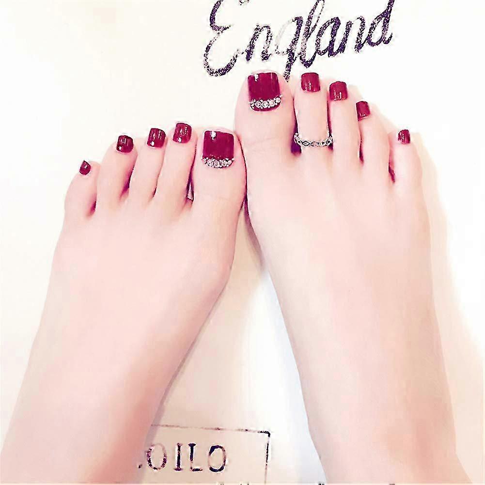 24Pcs/Box Flower Pattern Rhinestone Decoration Artificial False Fake Nail Art Tip 1#Base Model