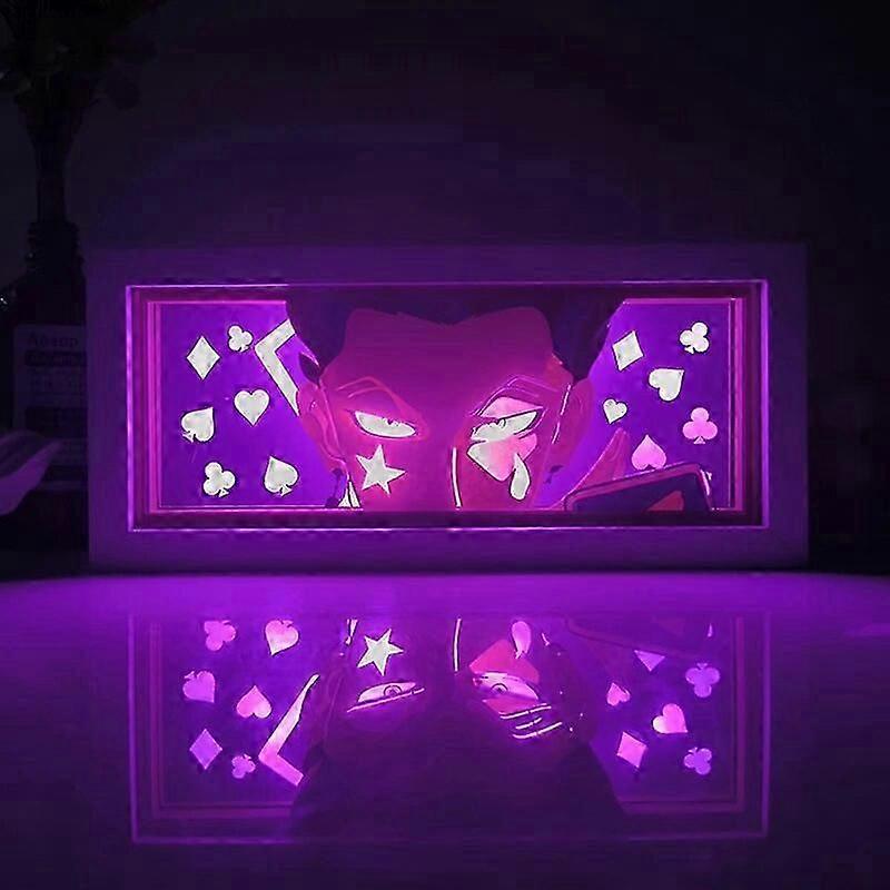 애니메이션 나이트 박스 LED 쿨 나이트 라이트 장식 레이저 종이 조각 3D 섀도우 램프 디자인 선물 방 장식