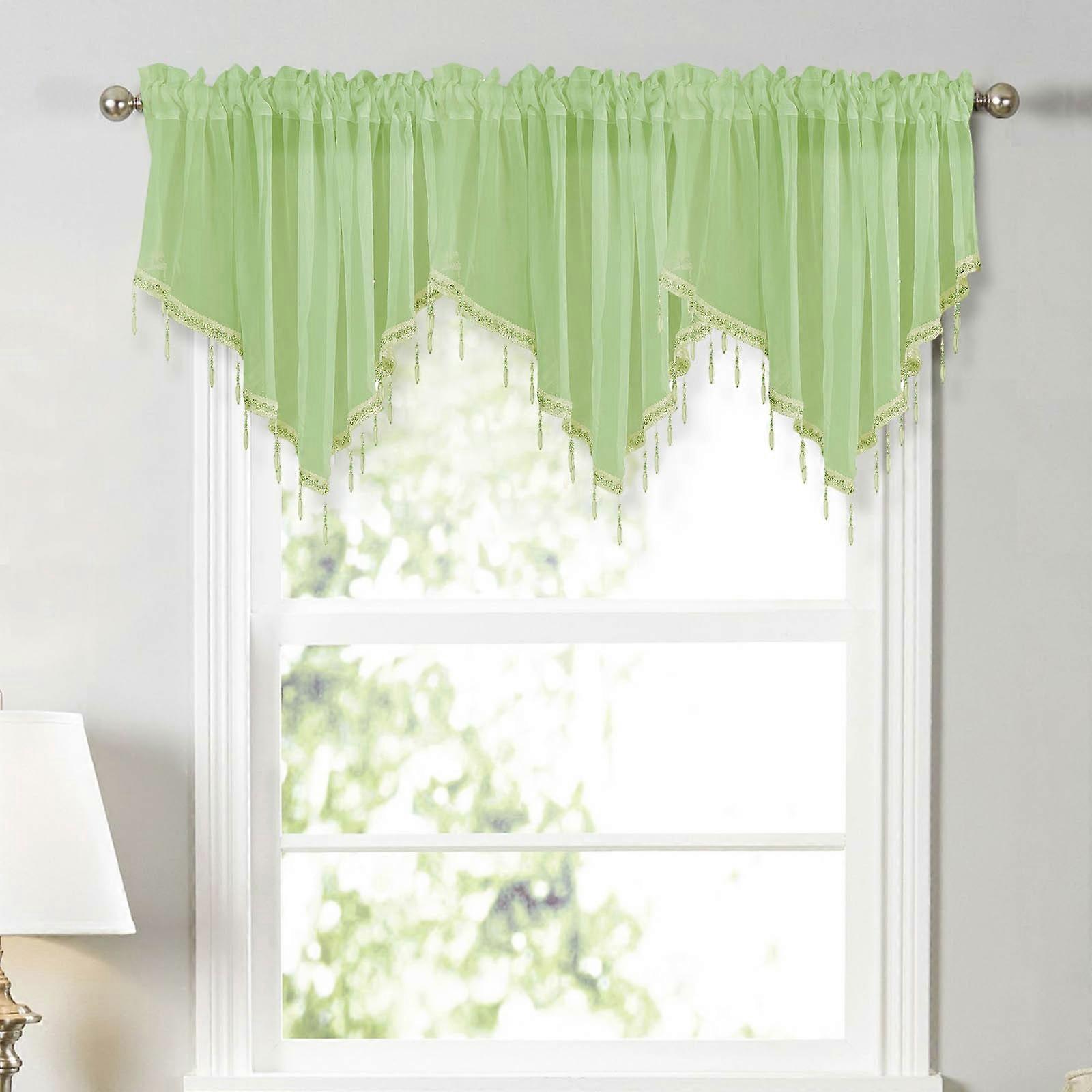 Collections Floral Sheer Lace Shade Window Curtain With Scalloped Edges And Rod Pocket Top For Easy Hanging pp635