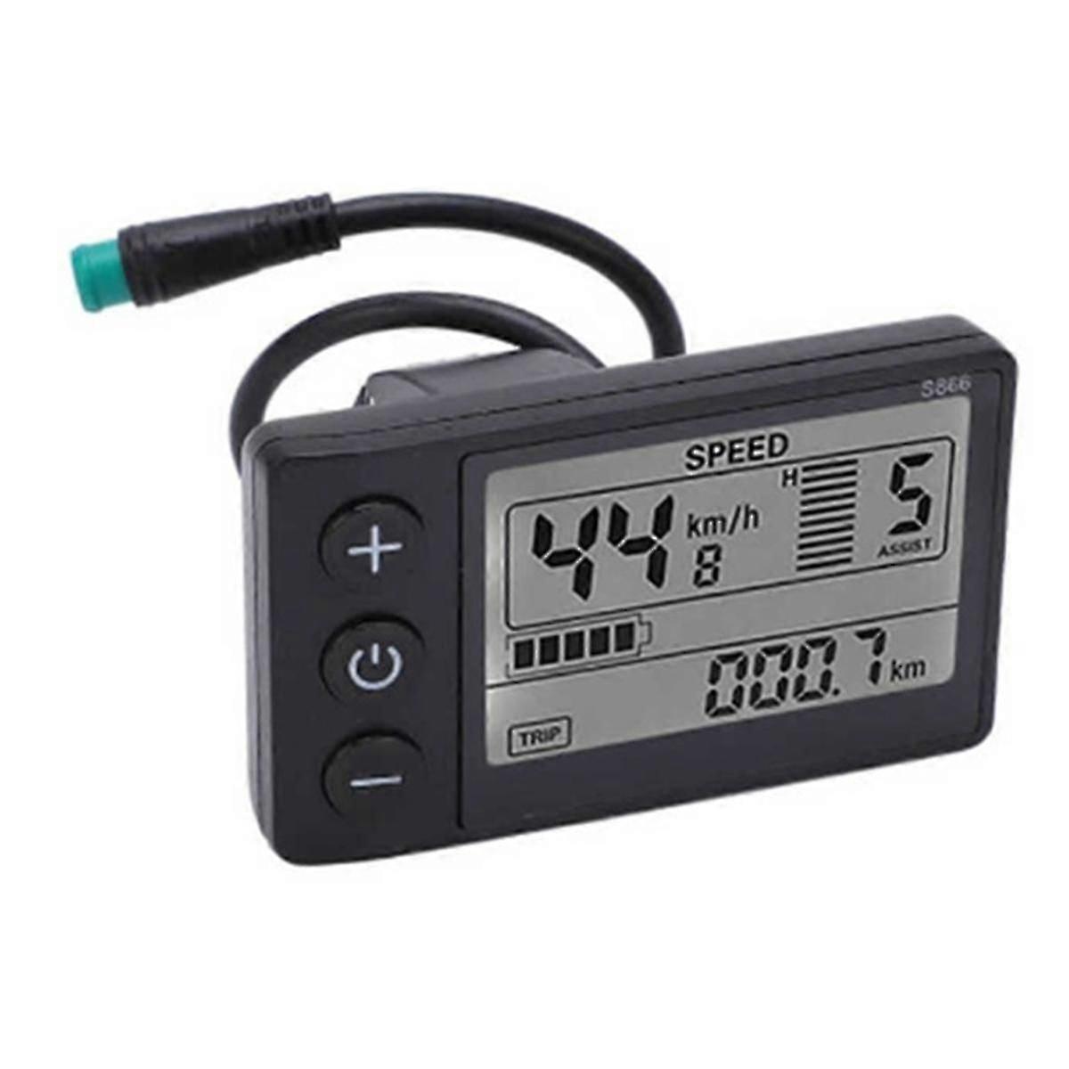 24V 36V 48V 60V Wasserdichtes LCD-Display S866 Controller Panel Dashboard Elektrisches Fahrraddisplay für Elektroroller 5Pin