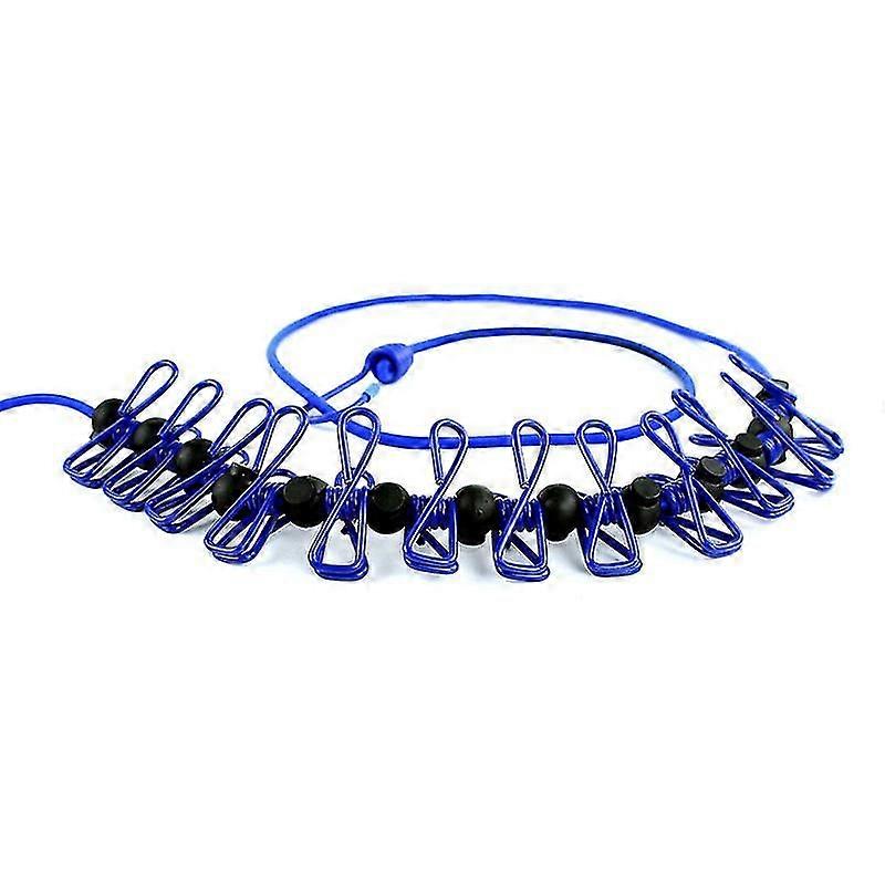 Clothesline Rope With Clips Windproof Non-slip Elasticity Retractable For Outdoor Camping