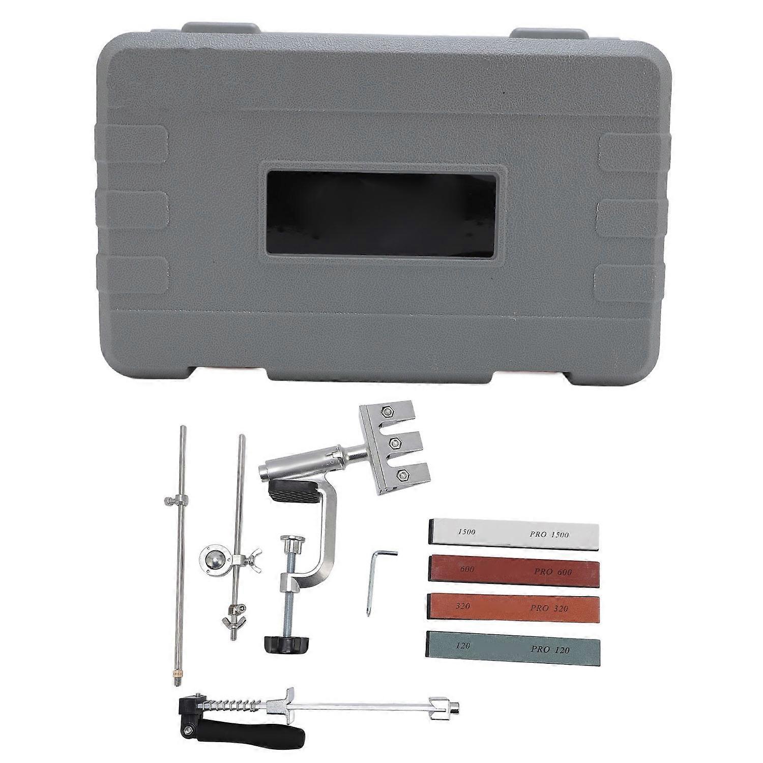 Fixed Angle Sharpener Kit 360 Degree Flip Design Adjustable Clip 4 White Corundum Grinding Stones To