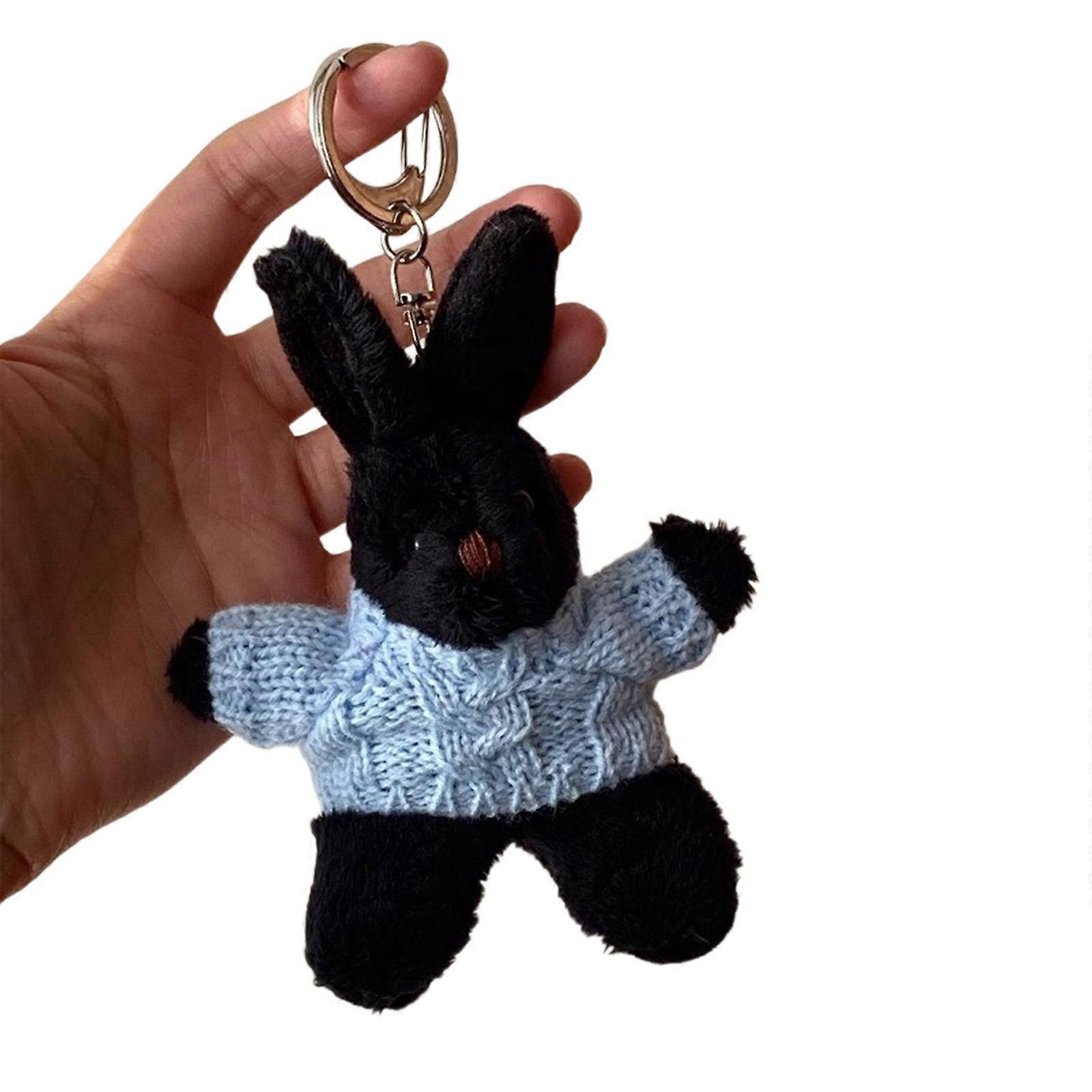 Korean Plush Pilot Rabbit Doll Key Chains Couple Girl Student Soft Lovely Rabbit Wear Glasses Pendant Keychain Car Bag