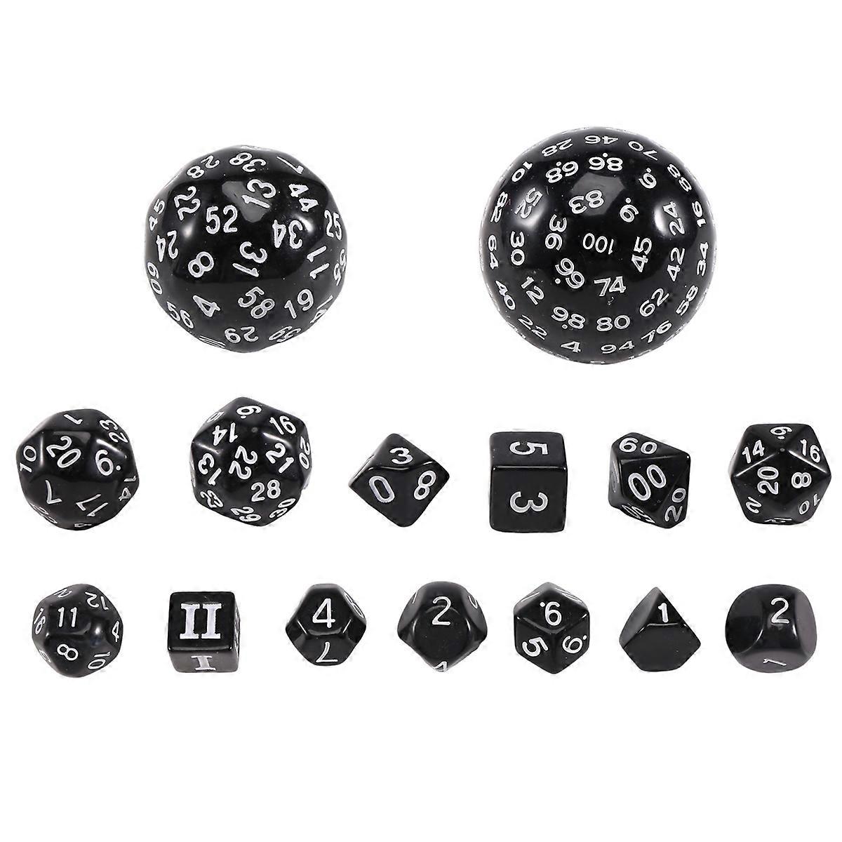 15Pieces Complete Polyhedral DND Dice Set D3-D100 Spherical