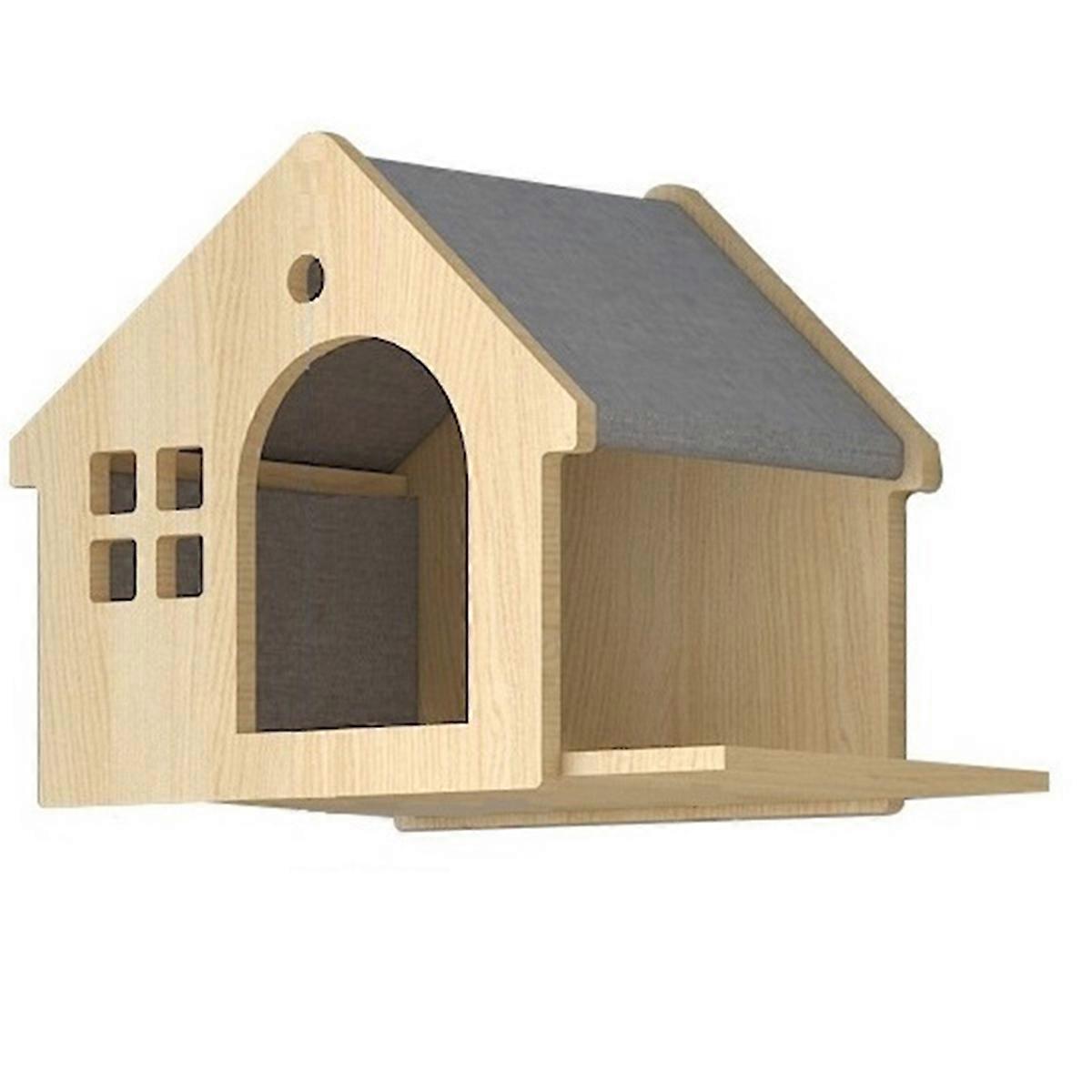 Villa Cat Bed, Wall-Type Cat Bed, Small Solid Wood Cat Wall Shelf B