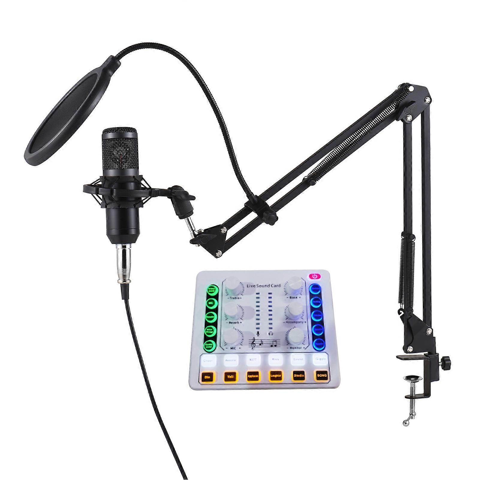 Condenser Mic with Live Sound Card Kit: Plug-and-Play Podcast Microphone for Recording, Singing, Gaming & Livestreaming