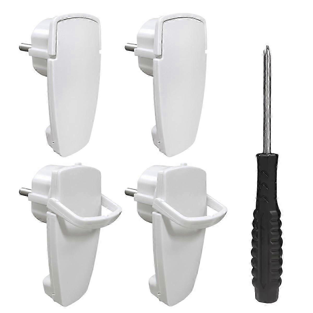 Schuko Angled Flat Power Plug 250V, 4Pcs with Folding Handle & Screwdriver, EU Protective Contact Plug