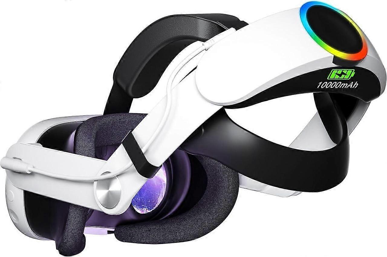 for Oculus Quest 3 / Quest 3S Battery Head Strap with RGB Light, Head Strap with 10000mAh Battery for Oculus Meta Quest 3 / 3s Accessories, Extend 4-6