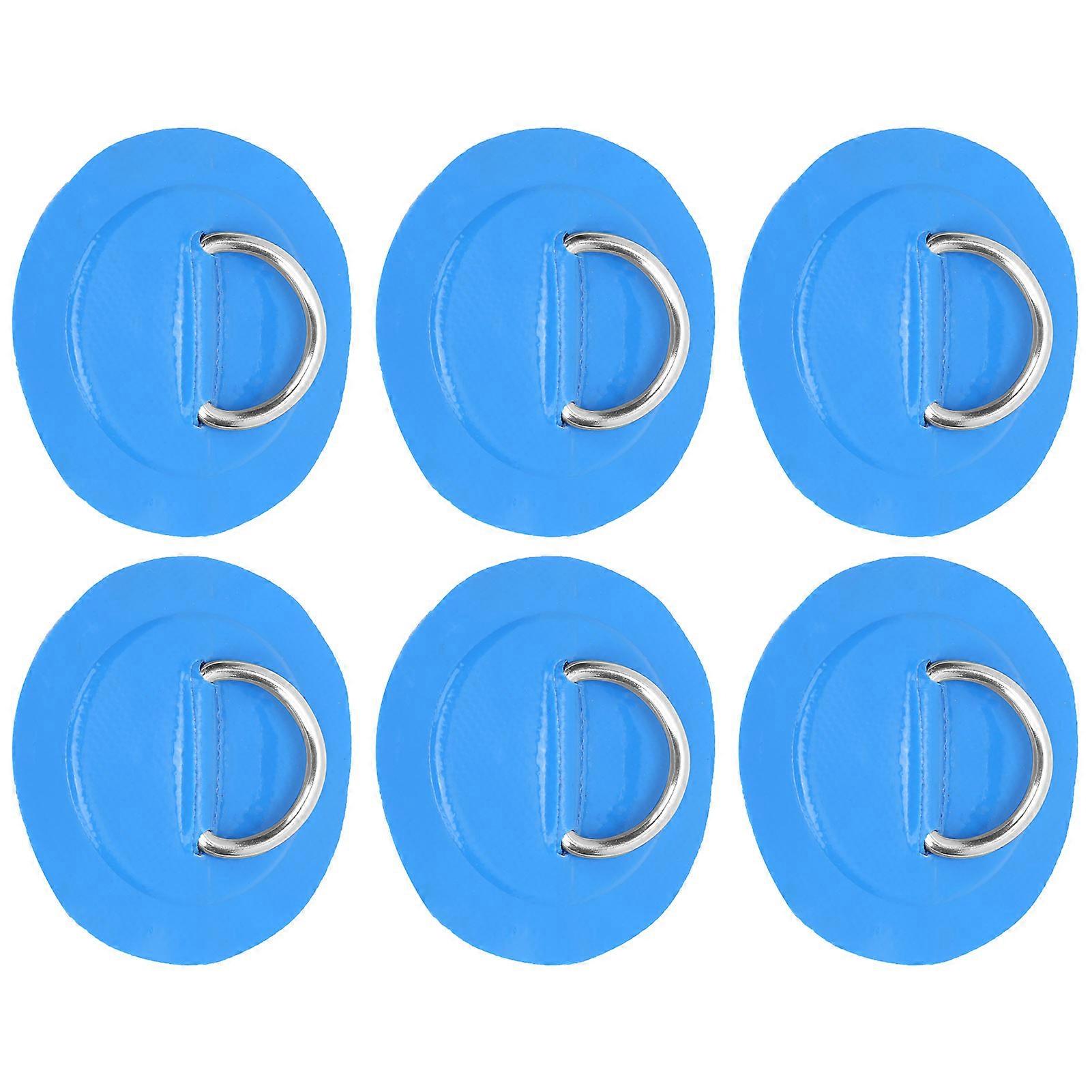 6 Pcs PVC D Ring Patch Elastic Rope Set D Ring Pad Bungee Cord SetBlue