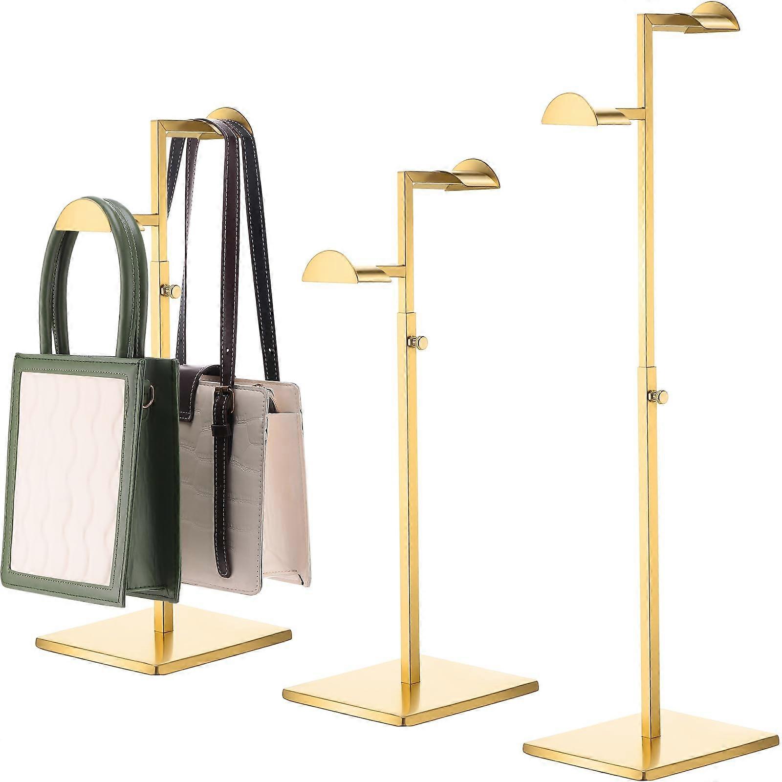 2 Pcs Purse Display Stand Adjustable Height Double Hanging Hook Polished for Boutique Store