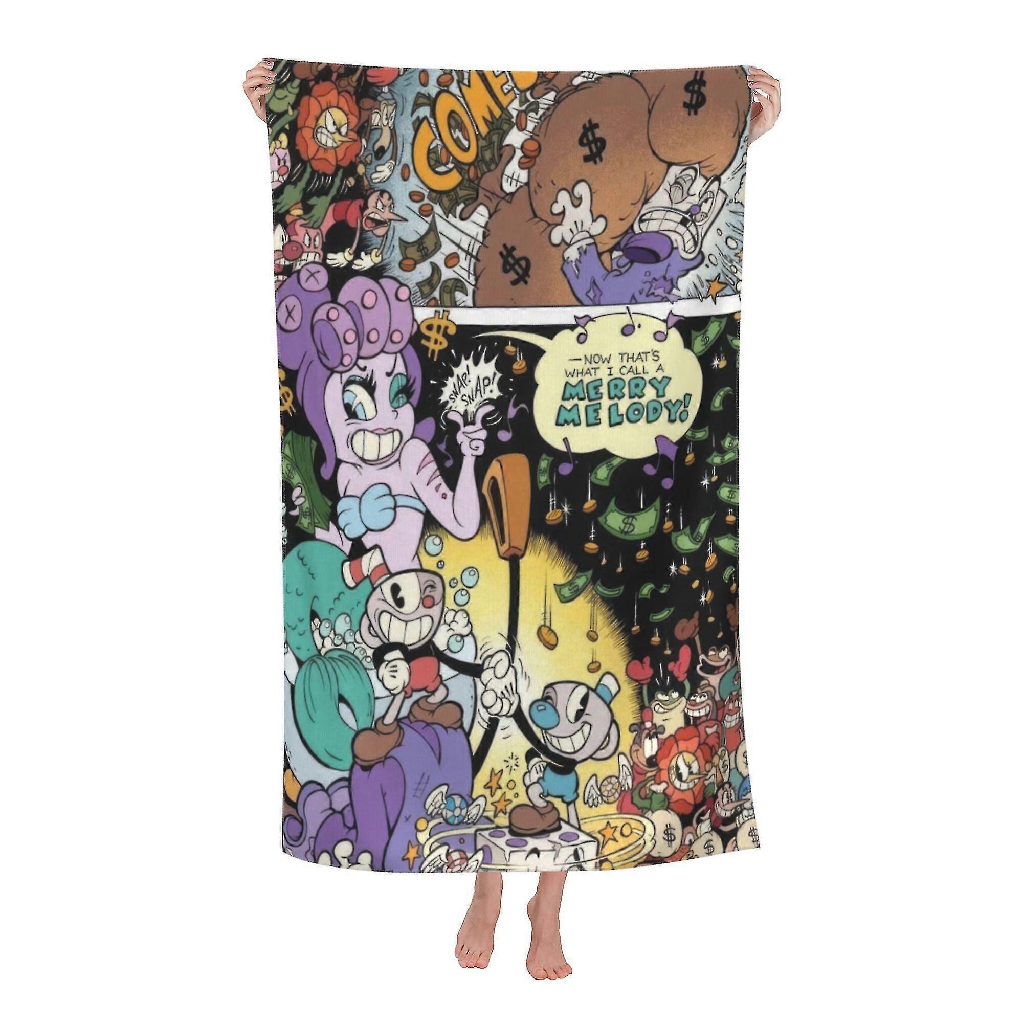 Cuphead Beach Towel, Large Microfiber Bath Towel #efyo