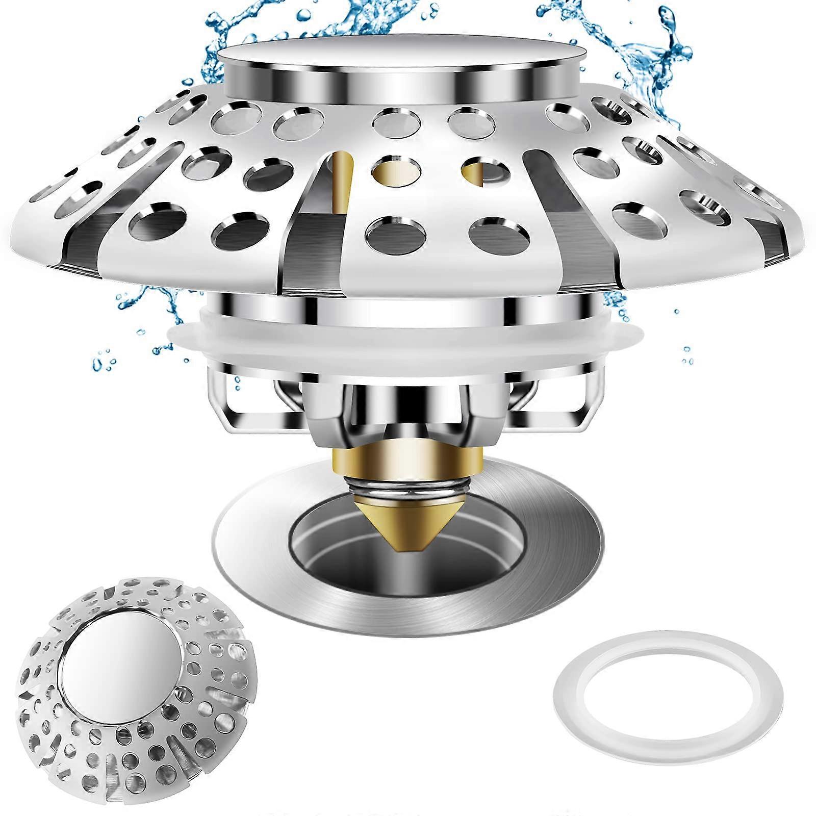 Universal Bathtub Stopper for Bathroom - Rubber, Adjustable Size, Easy Install, Compatible with Most Drain Types