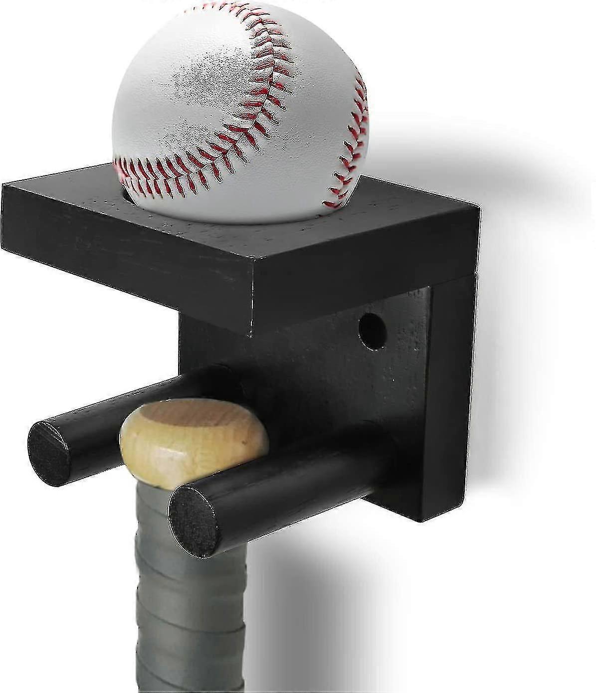 Baseball Bat Wall Mount & Softball Holder - Vertical & Horizontal Display with Adjustable Racket Holders