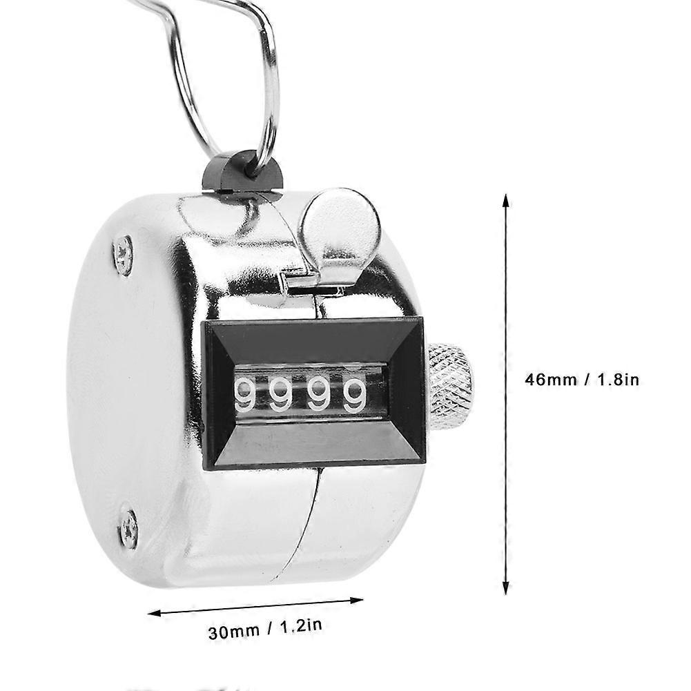 Handheld 4-Digit Silver Tally Counter 0-9999 Aluminium Alloy