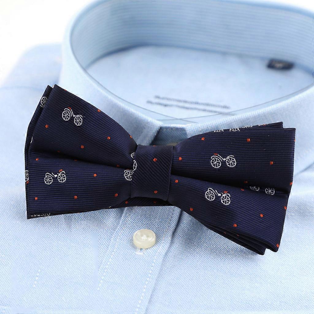 Men Bow Tie Trendy Pre-tied Polyester Stylish Bowtie High-density Woven Novel Pattern Multiple Color Ties for Party Navy