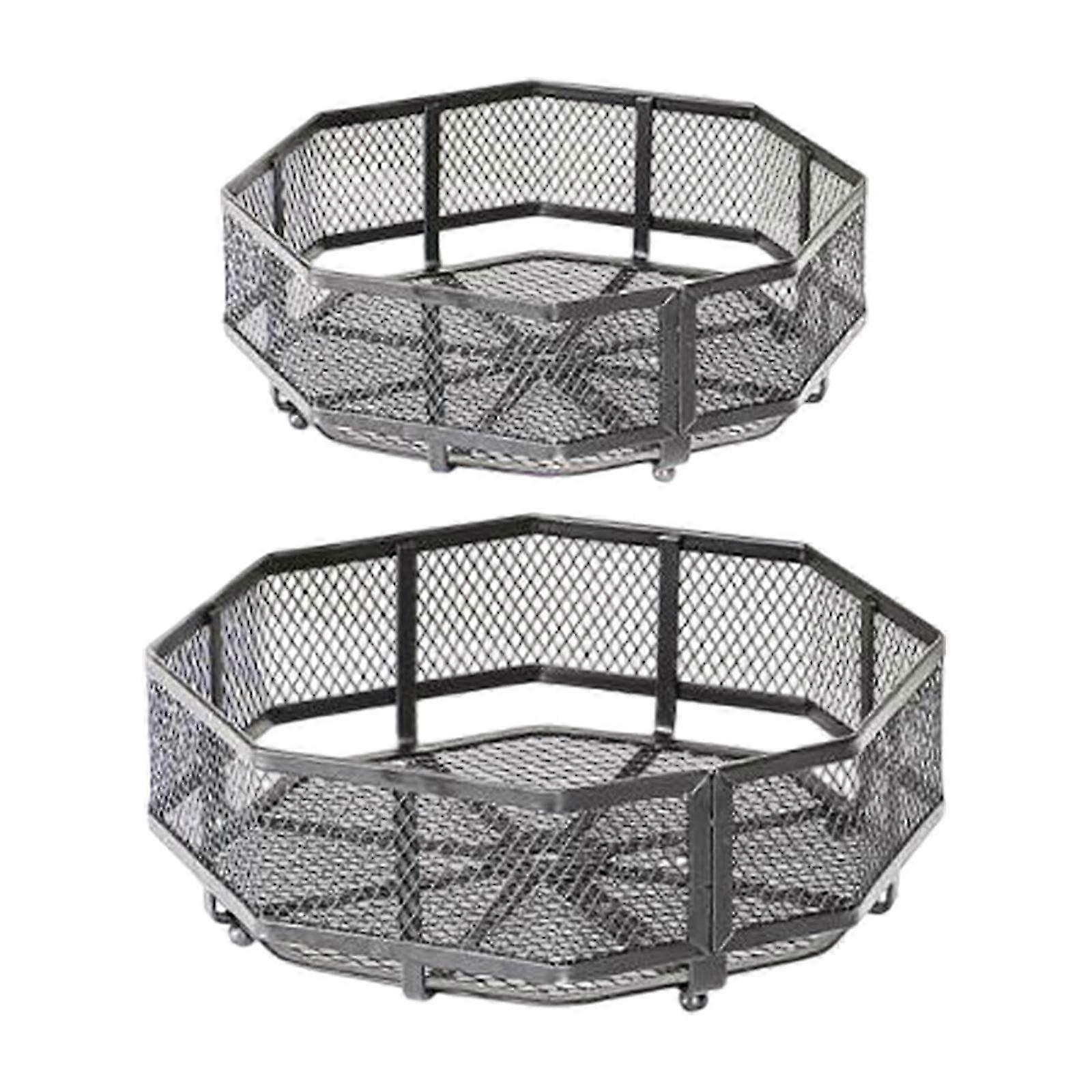 2-Pack Countertop Fruit & Vegetable Basket Organizer, Large-Capacity Kitchen Storage Rack for Countertop
