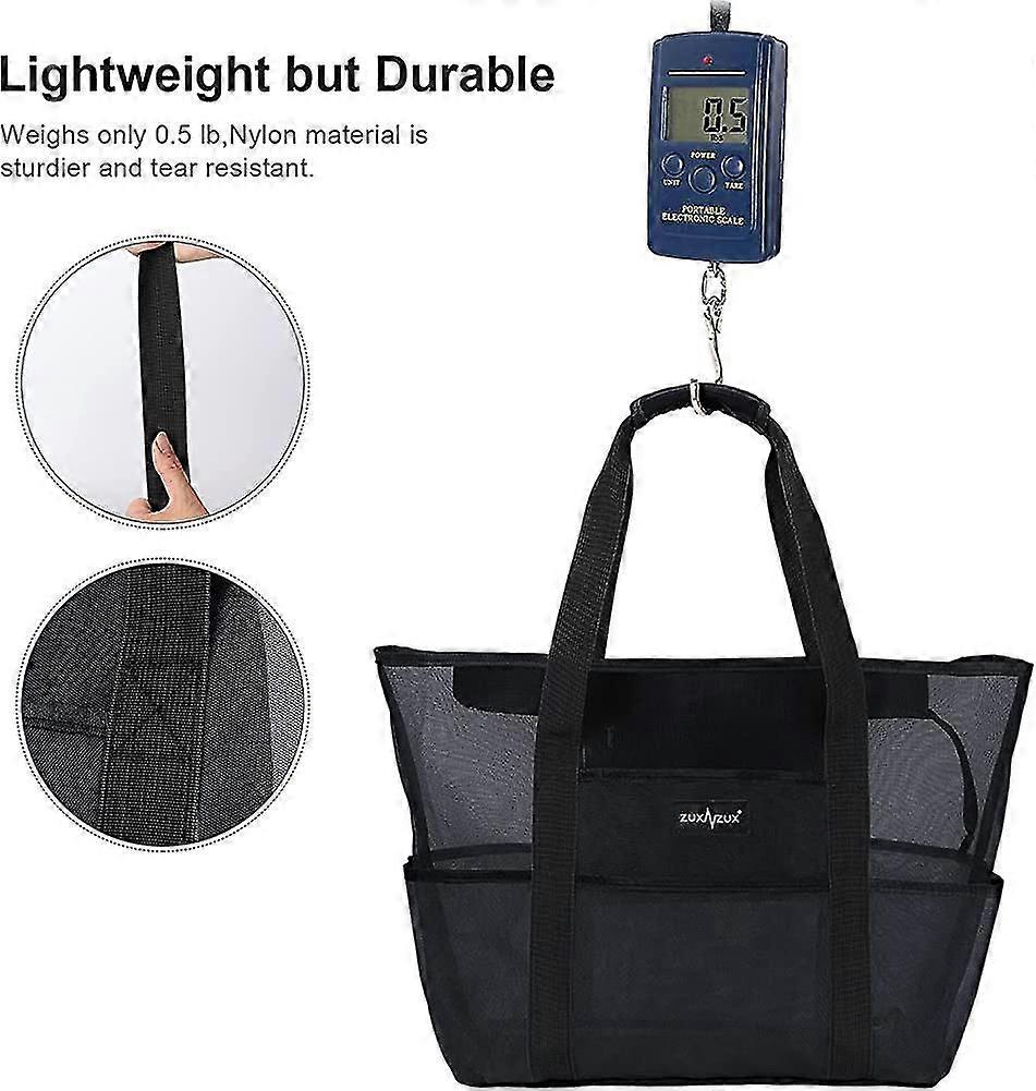 38L Large Mesh Beach Bag With Zipper