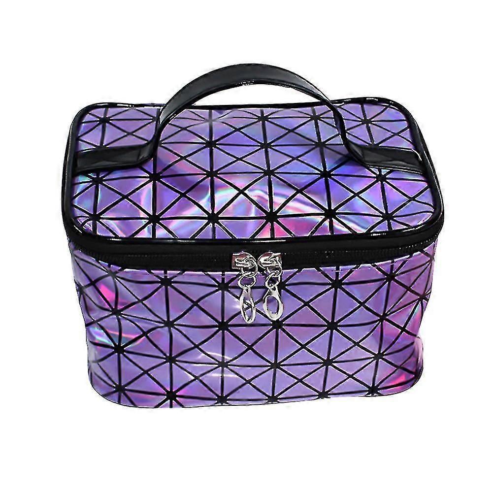 女性と女の子のためのメイクアップバッグポータブル化粧品ケースカラフルなレーザー虹色ポーチ