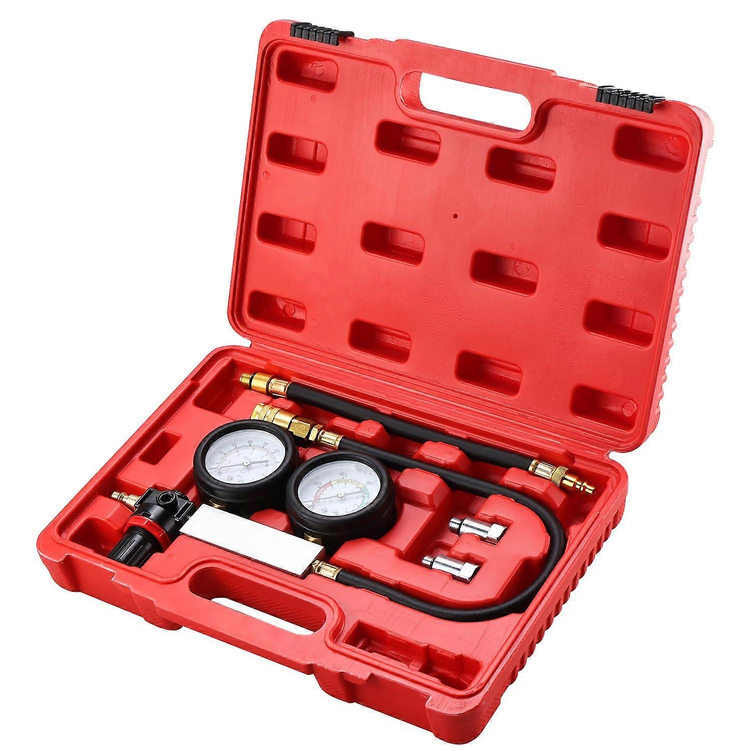Cylinder Leak Down Tester Tool Kit For Gasoline Engine Compression Leak Down Testing With Dual Gauges
