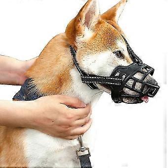 (L size) Dog Muzzle, Basket Breathable Silicone Dog Muzzle For Anti-barking