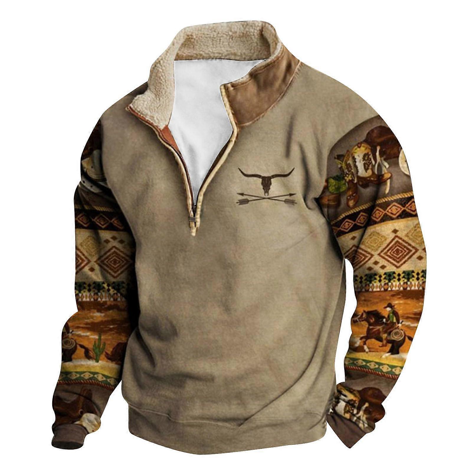 Hoodies for Men Graphic Pullover, Winter Jackets for Men , Men's Western Aztec Pullover