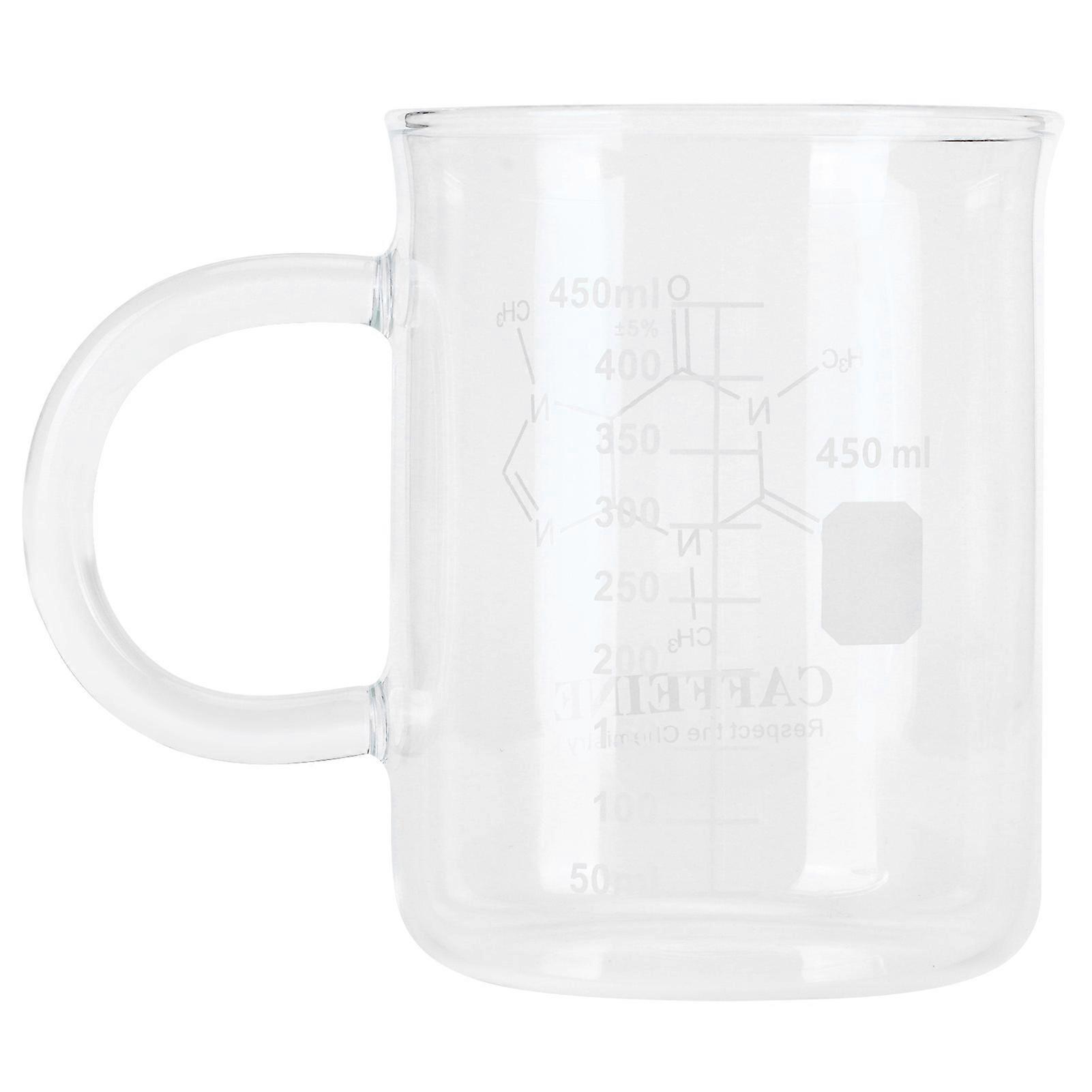 Beaker Mug Borosilicate Glass Cup with Handle and Measuring Scale for Coffee Tea
