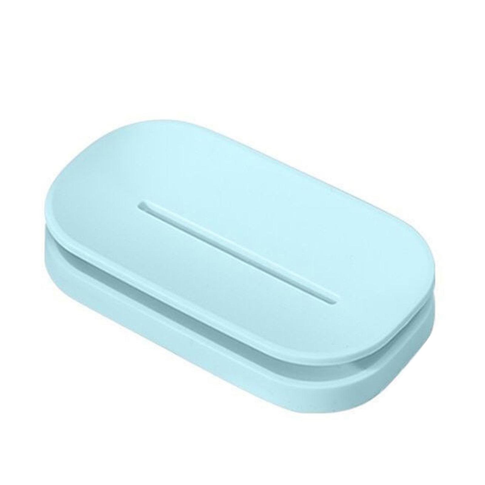 Double Layer Soap Box Multifunction Draining Organization Container Accessory for Bedroom Dormitory Bath Shower Supplies  Light Blue