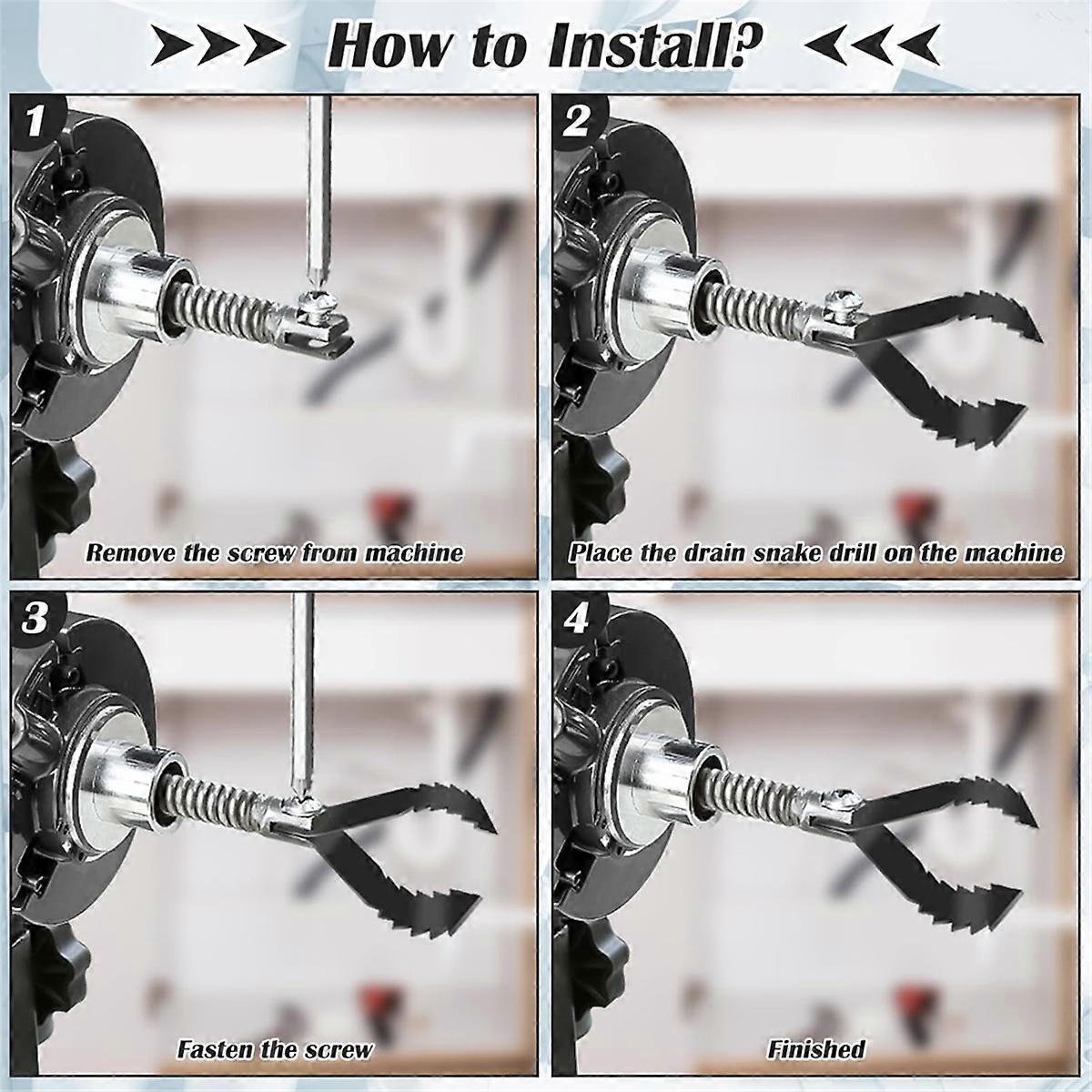 1set Drain Cleaner Drill Attachment, Drain Cleaner Combination Cutter-Head Set for Pipe Drain Cleane