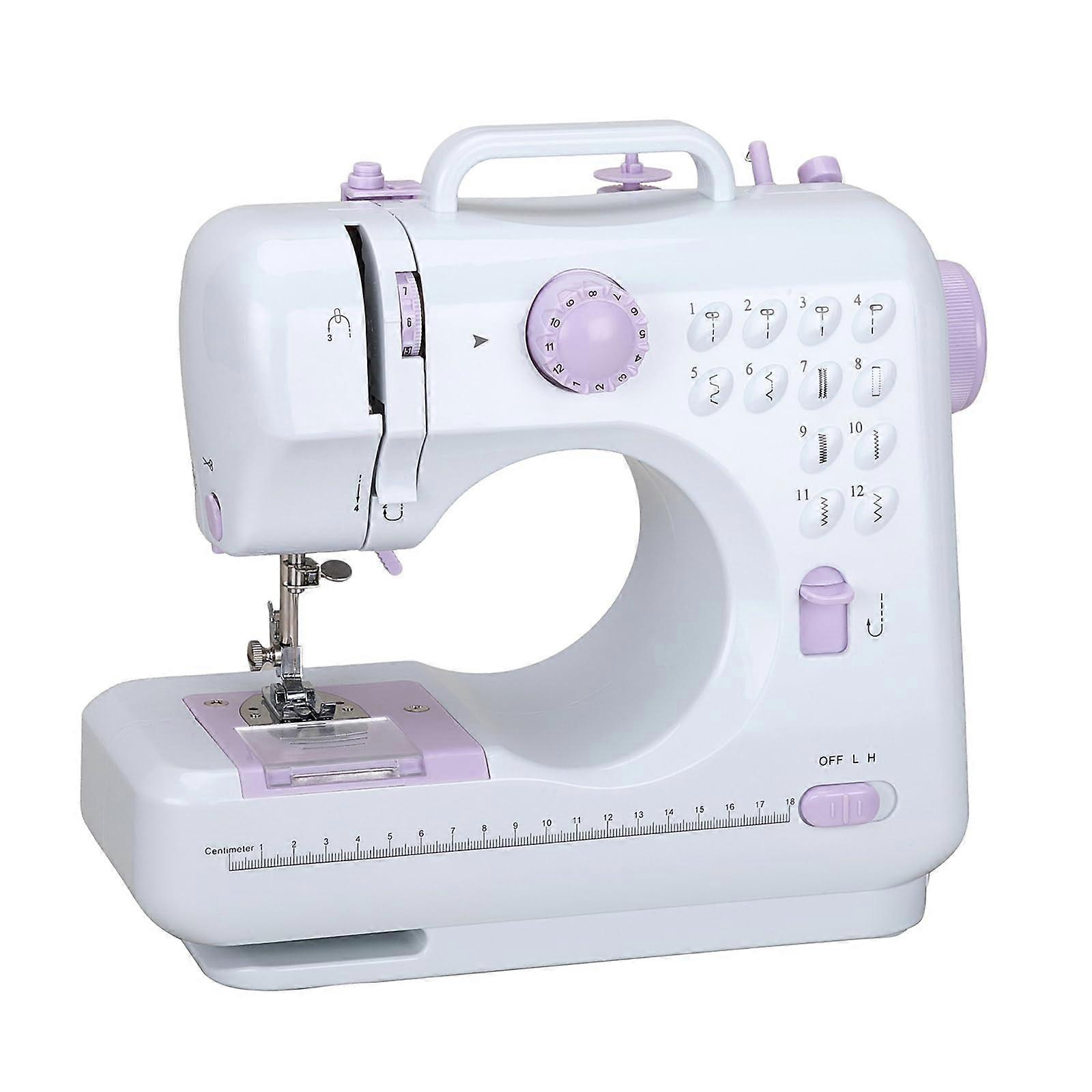 Mini Sewing Machine for Beginner,, 12 Stitches, Double Threads (Purple)