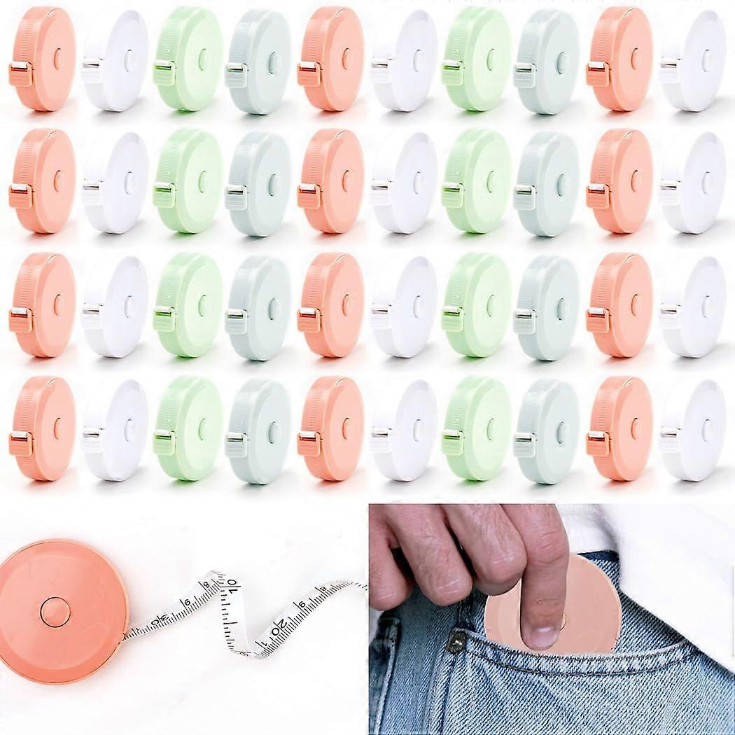 40Piece Retractable Tape Measure Set, 1.5M / 60In Soft Measuring Tapes for Tailoring, Crafts, and Body Measurements, Includes Multiple Colors