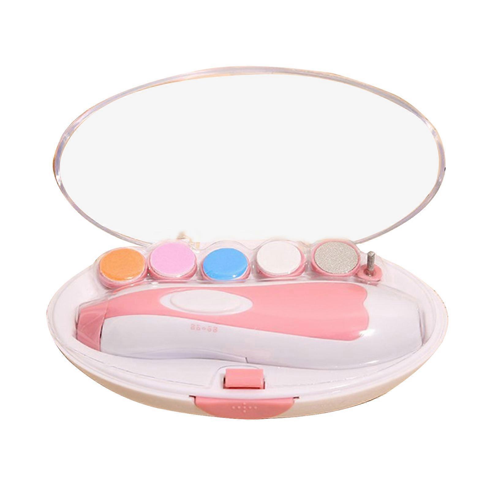6 in 1 Baby Nails Trimmer Set Electric Manicure Kit with Grinding Heads 4 Working Modes Bidirectional Speed Adjustment Pink
