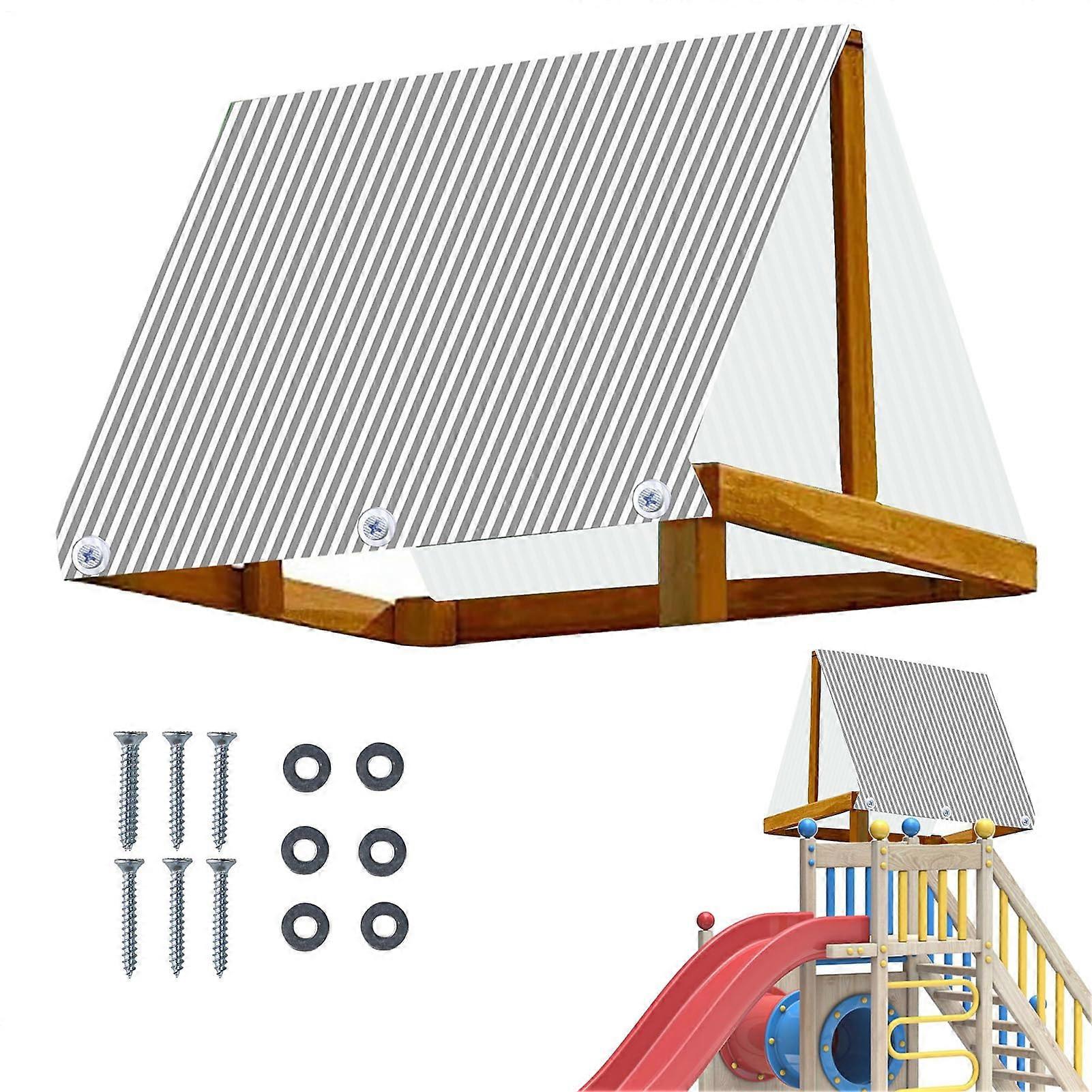 Playground Shade Canopy For Swing Set - Replacement Canopy Outdoor Playground Equipment Parts Black And White Stripes