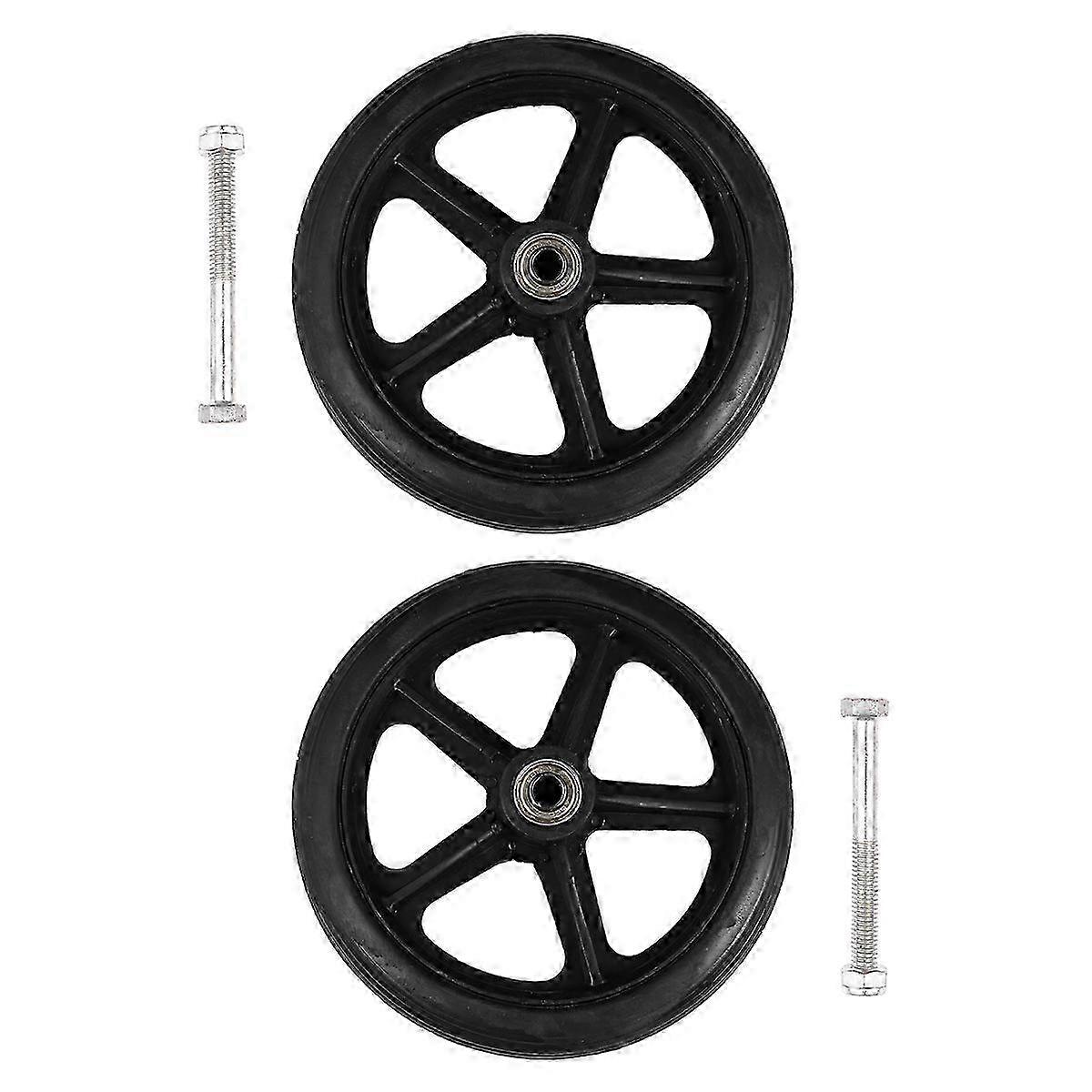 2 Pcs Wheelchair Front Replacement Tires 17X17cm Black