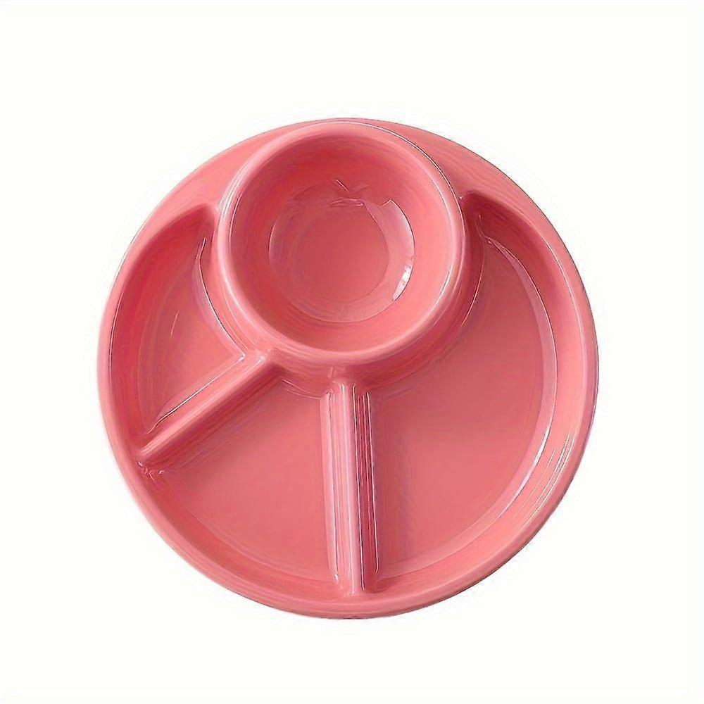 Round Plastic Divider Dinner Plate For Portion Control Microwave Safe 3 Compartment Dinner Plate For Snack Breakfast