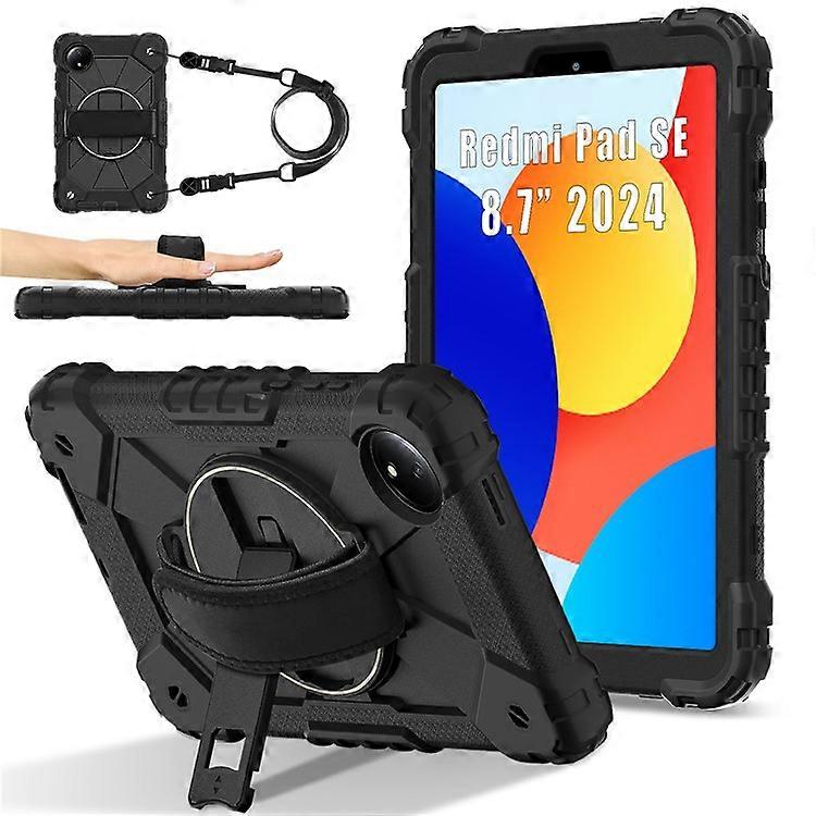 Compatível Para Xiaomi Redmi Pad SE 4G 8.7 polegadas Caso Silicone + PC Kickstand Tablet Capa com Alça Prática