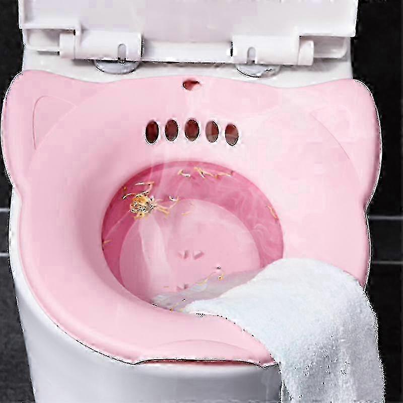 Sitz Bath for Toilet Hemorrhoids and Postpartum Care, Perineal Soaking Basin Over the Toilet Seat, Collapsible Bath with Flusher for Vaginal
