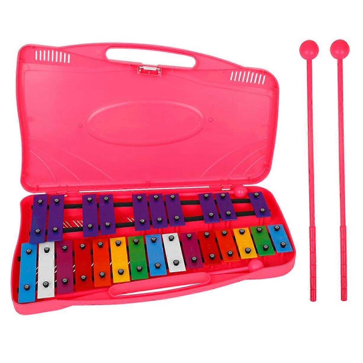 Beginner Xylophone Glockenspiel 25 Notes and Xylophone Mallets Aluminum Plate Instrument for Music Learning