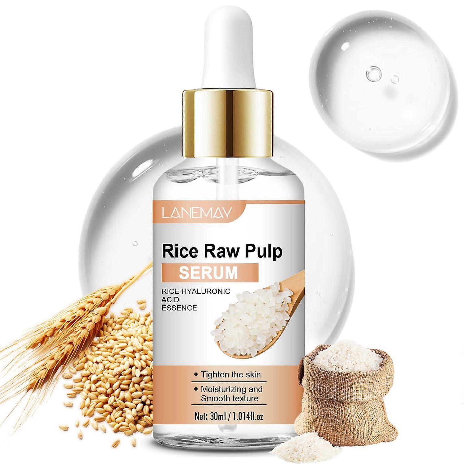 תמצית פנים של Rice Raw Pulm, סרום אורז נגד קמטים, טשטוש קמטוטים, הבהרת גוון העור, תיקון ושיפור סימני אקנה, חידוש מים ומוי