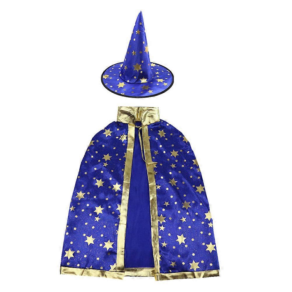Scène Performance Costume Enfants Cinq étoiles Halloween Cape Cape Bleu Toute Taille Design 1Pc