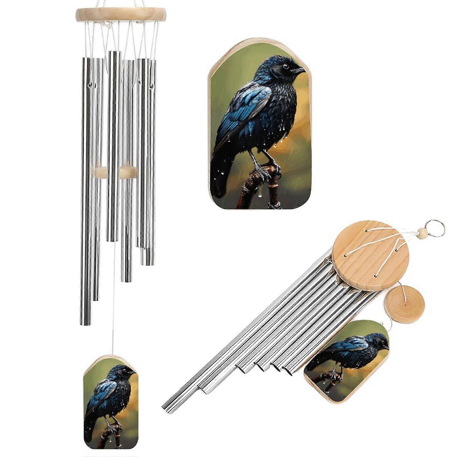 Wind chime with bird on rainy days, for outside, soothing melodic tones