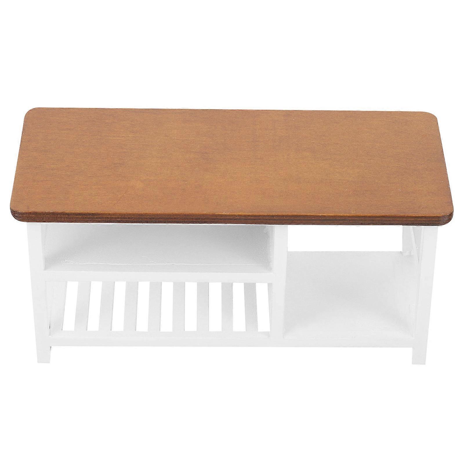 Mini Furniture Models Mini Computer Desk Vivid Design Doll House Accessories Light Brown Color 1Pcs