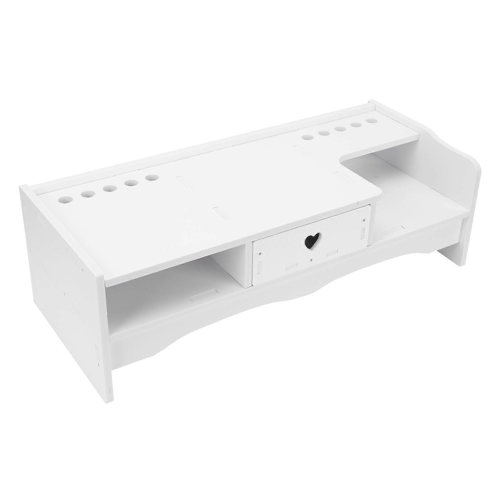 Compact Monitor Riser with Storage Drawer – Ergonomic Computer Stand for Office Desk Organization and Height Adjustment