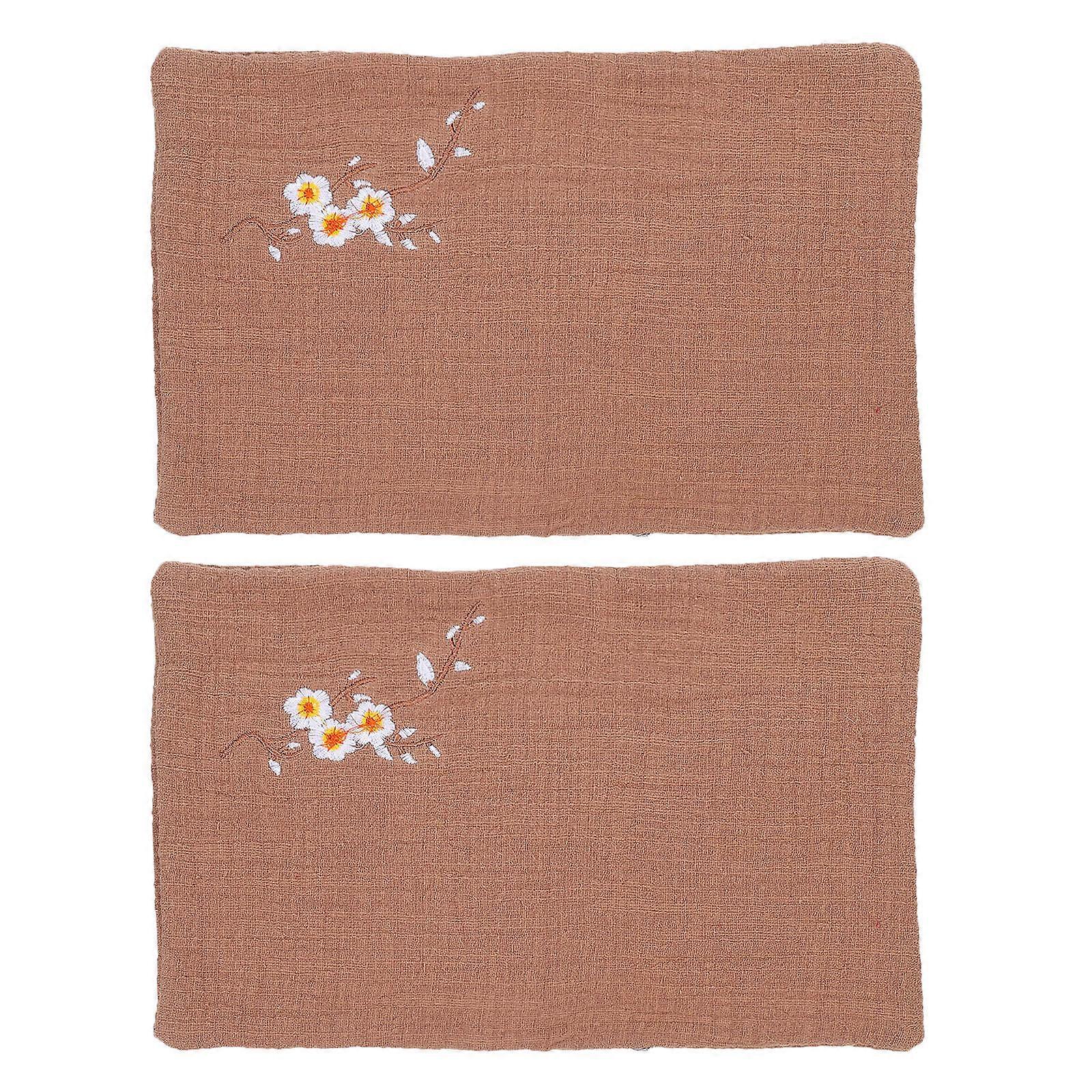 Vintage Embroidered Tea Towel Cleaning Cloth Cotton Linen Rectangular Wiping 2Pcs
